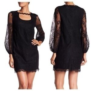 Trina Turk Tipsy black lace long sleeve dress 4 OO14